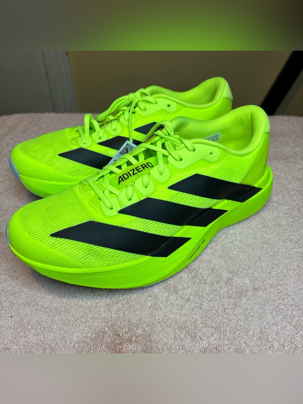Adidas Adizero Evo SL Running Shoes Lucid Lemon Black Women’s Size 8 JR5839